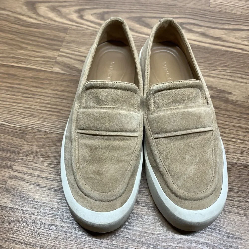 Vince Women's Dune Beige Tan Ghita Suede Slip-On Platform Loafer Shoes Size 7‎